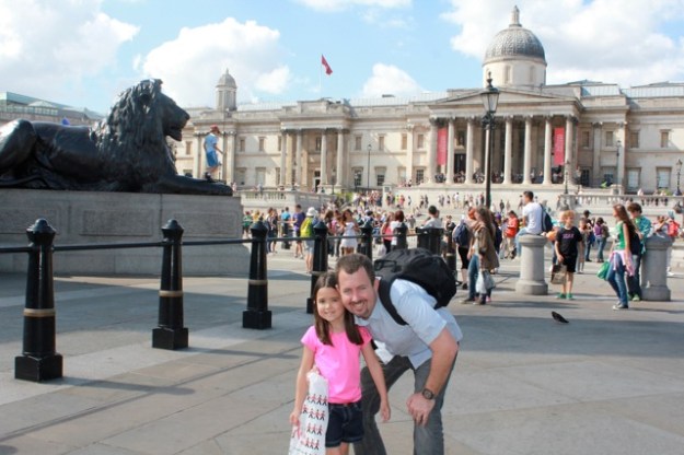 Mia and Danny at Trafalgar Square. 