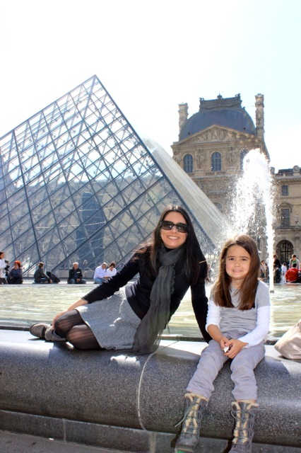 Mia and I taking a nice break at The Musée du Louvre.