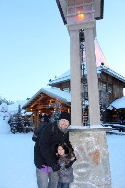 Mia and her daddy at the line for the Arctic Circle!