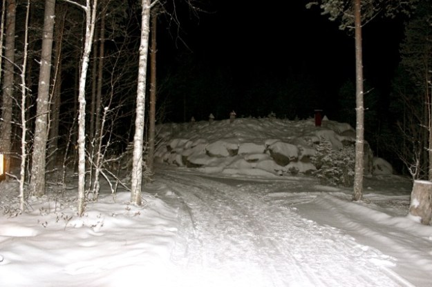 Our walk through the forest to Santa's home which was hidden under a huge pile of snow!