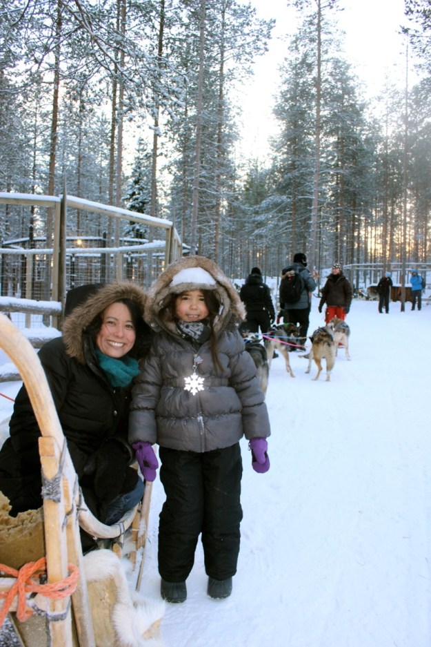Mia and I right after our exhilarating husky sled ride!