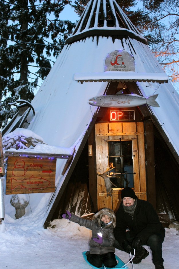 This little hut has the best Salmon… cooked over an open flame!