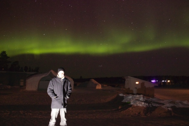 Danny in front of the beautiful northern lights.
