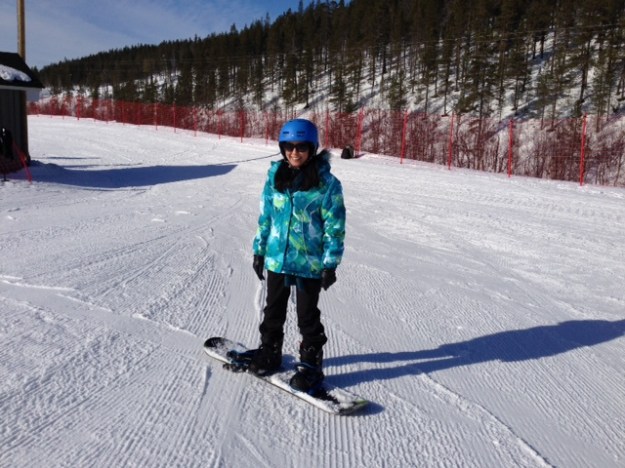 This is me trying out snowboarding for the first time!
