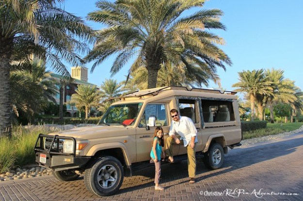 Danny and Mia having fun in front of the Game Viewer vehicle which we rode in for our safari and to our kayaking adventure.