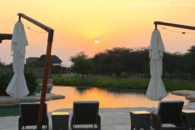 A stunning sunset at the Al Sahel Resort pool.